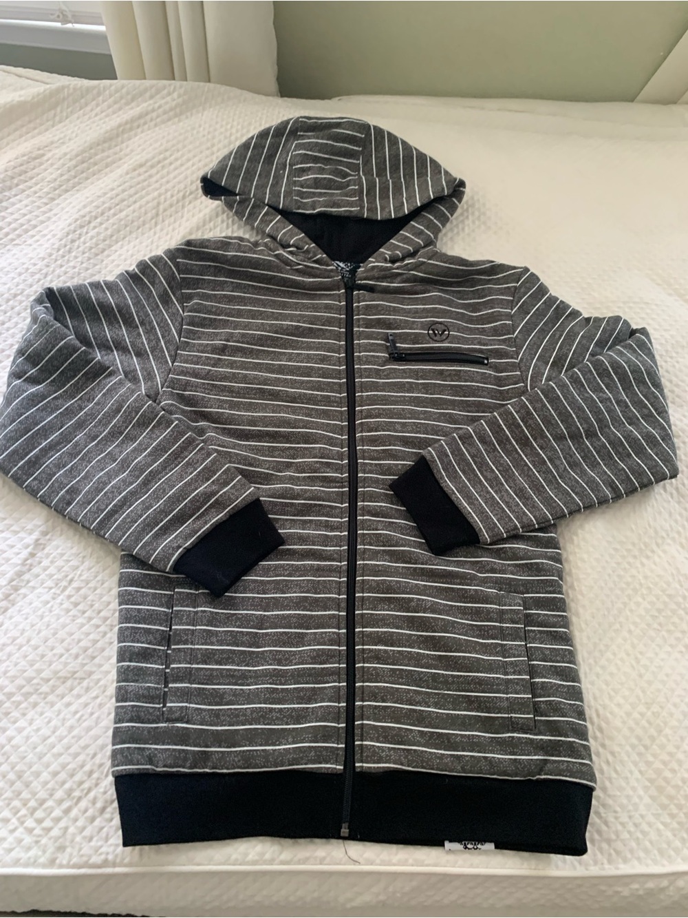 NWOT Shaun White Gray & White Striped Zip Hoodie